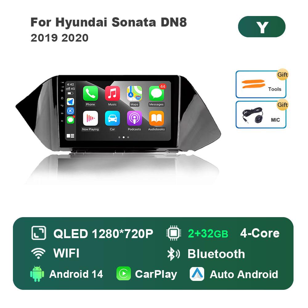 For Hyundai Sonata DN8 2019 2020 Car Radio Multimedia Player Android 14 GPS Navigation 4G Carplay DSP Stereo WiFi Auto Tools