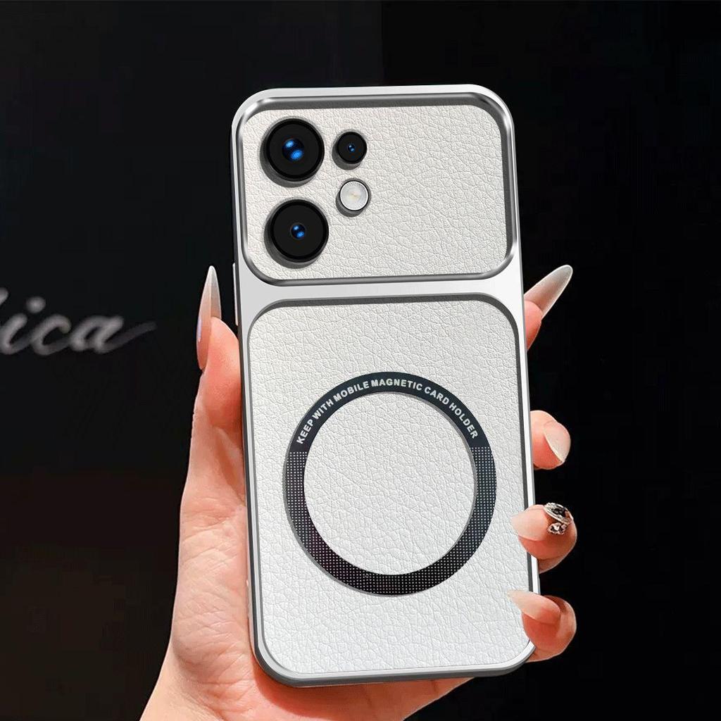 Upgraded Big Lens Protection Case for OPPO Reno16 5G Luxury Leather Casing with Magnetic Ring