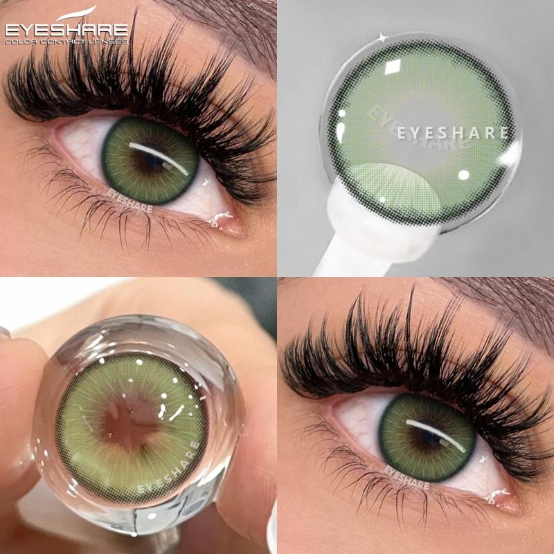 Eyeshare 2ks/pár Kontaktní čočky řady NICOSIA Roční zelené čočky 14,2 mm Modré oči Čočky Módní kosmetika Žáci