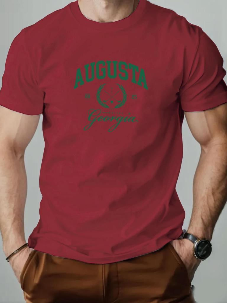 Mens Cotton TShirt Augusta Golf Summer Round Neck Short Sleeve Graphic Breathable Fashion Casual TShirt