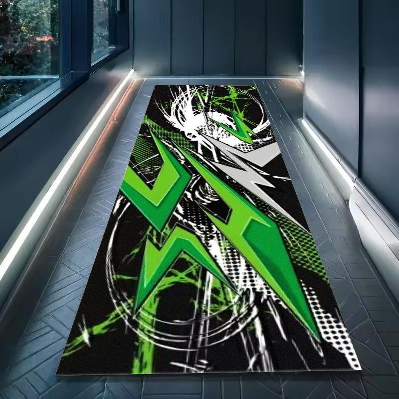 Lightning Circle Graffiti Racing Pit Mat Non Slip Waterproof Rug For Garage Motorbike Parking Workshop Decor Mat
