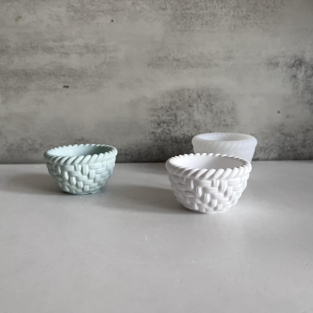 Geflochtener Korb Blumentopf Form DIY Beton Kerzenhalter Gefäß Silikonform Wellen Vase Stifthalter Gips Schale Ton Form