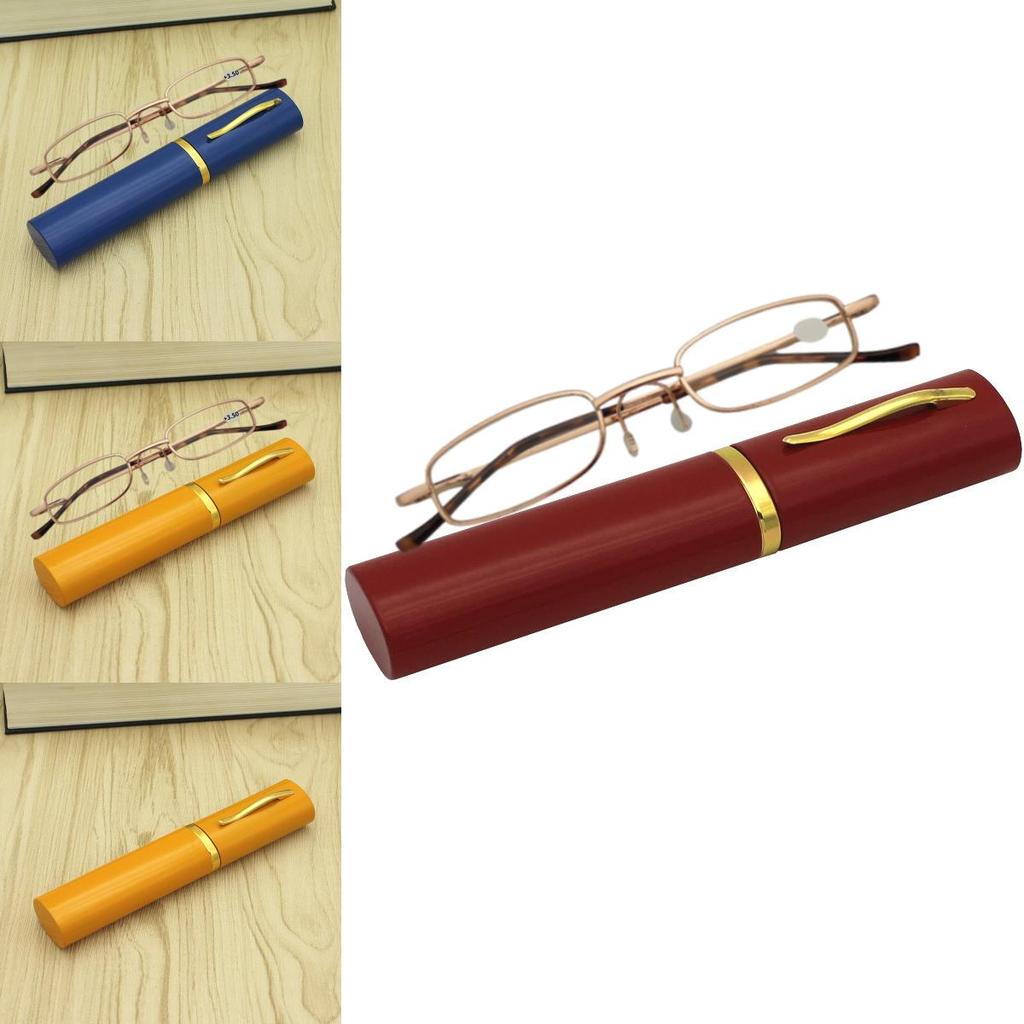 Slim Aluminum Reading Glasses With Storage Box Secure Button Lock For Travel