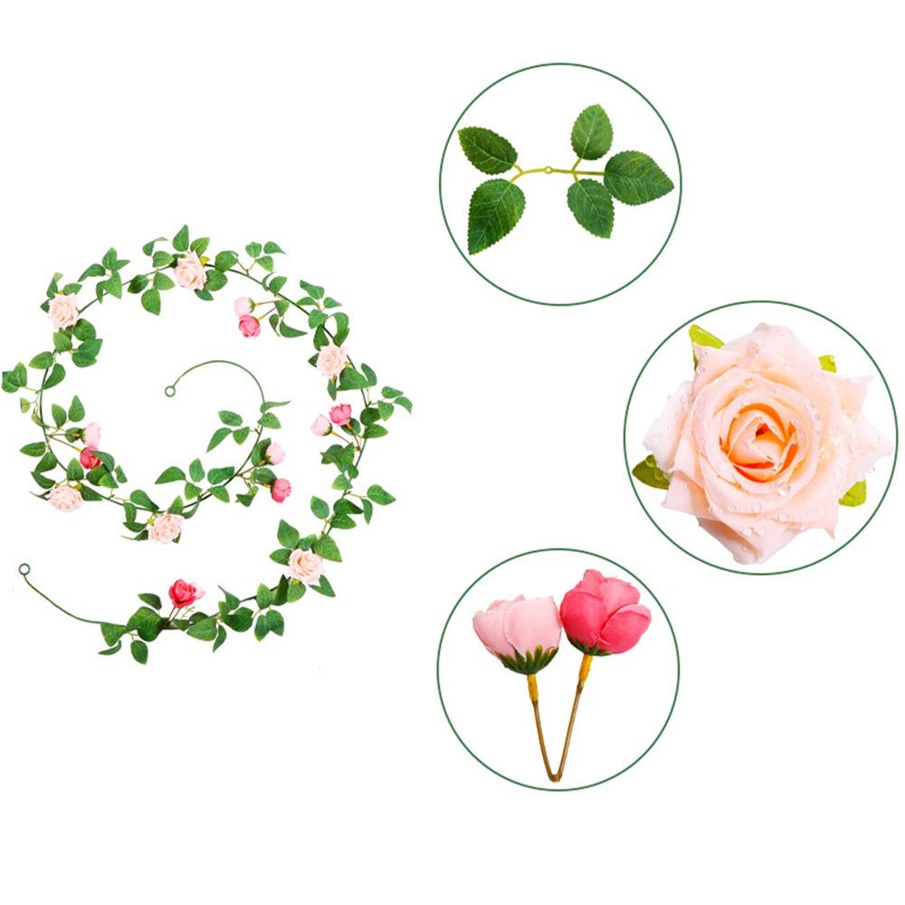 

Multicolor Lifelike Green Leaves Silk Petal Wall Hanging Garland Party Supplies рожевий