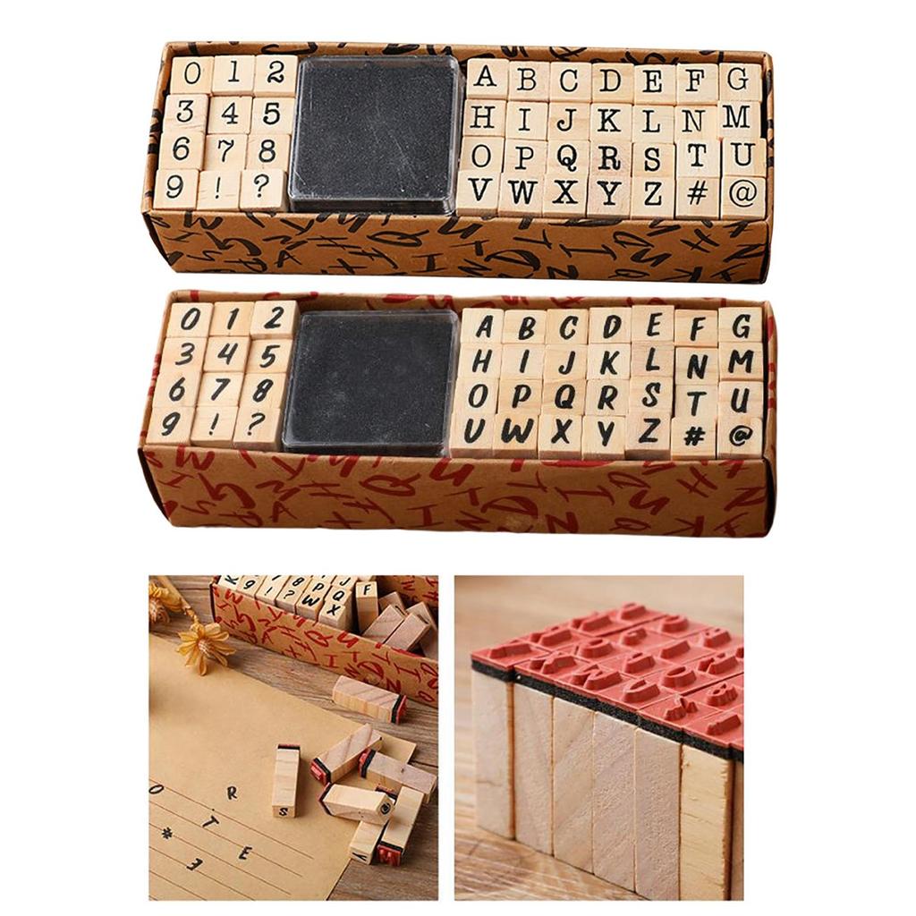 40x Wooden Alphabet Number Rubber Stamps Art Crafts Card Making Painting