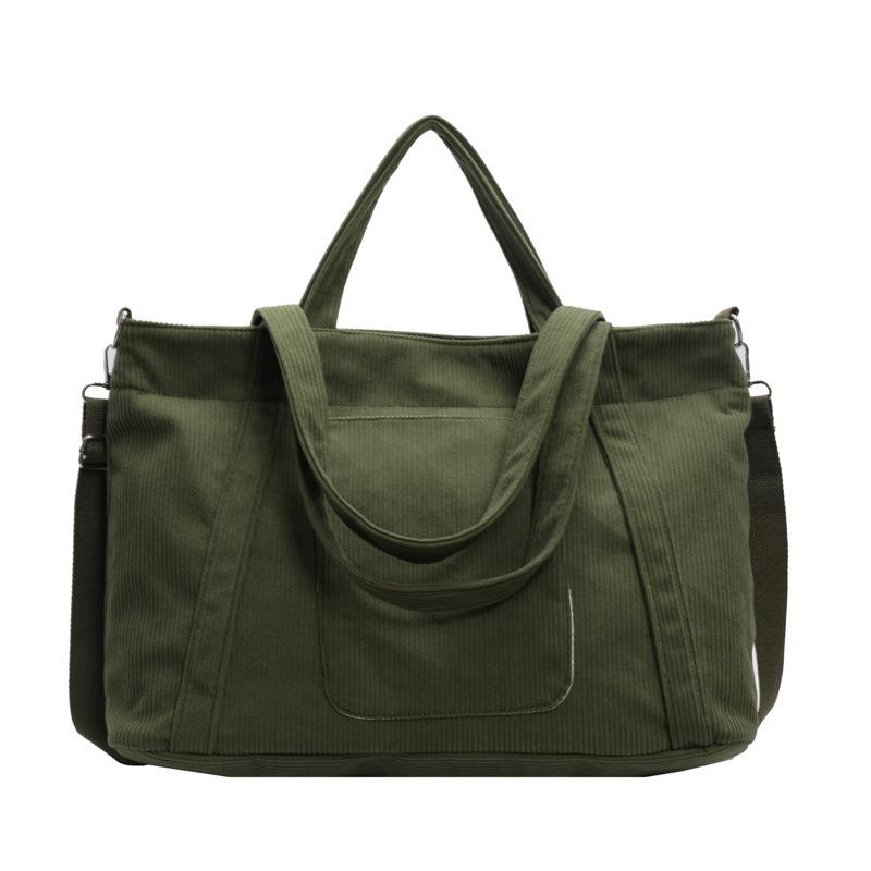 Corduroy large capacity tote bag women commuter to work cloth bag students class shoulder handbag simple messenger bag