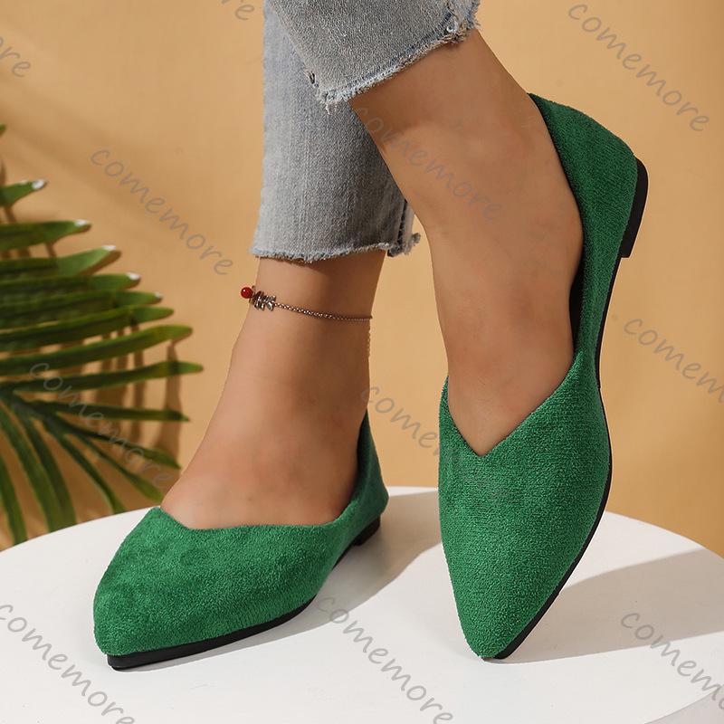 Fashion Comemore Pointed Toe Fashion Women Flats Casual Suede Solid Ciolor Slip on Shoes for Women Soft Sole Shallow Lightweigh Loafers