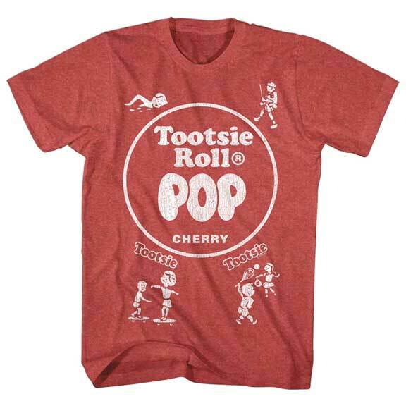 Tootsie Roll Industries Cherry Pop Wrapper Logo Kids Playing Men T Shirt L
