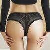 Sexy Ice Silk Peacock Lace Briefs Thong Women's No Trace One Piece Sports Knickers Fitness Comfortable Low Waist Underwear Women Panties