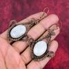 Rainbow moonstone earring copper wire wrapped earring handmade copper jewelry natural gemstone earrings wire weaving jewelry gifts for women