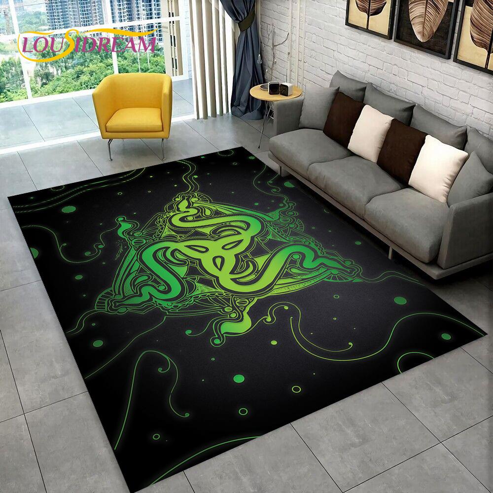 3D Razer Logo Game Gamer Snake Carpet Rug for Home Living Room Bedroom Sofa Doormat Decor,kids Play Area Rug Non-slip Floor Mat