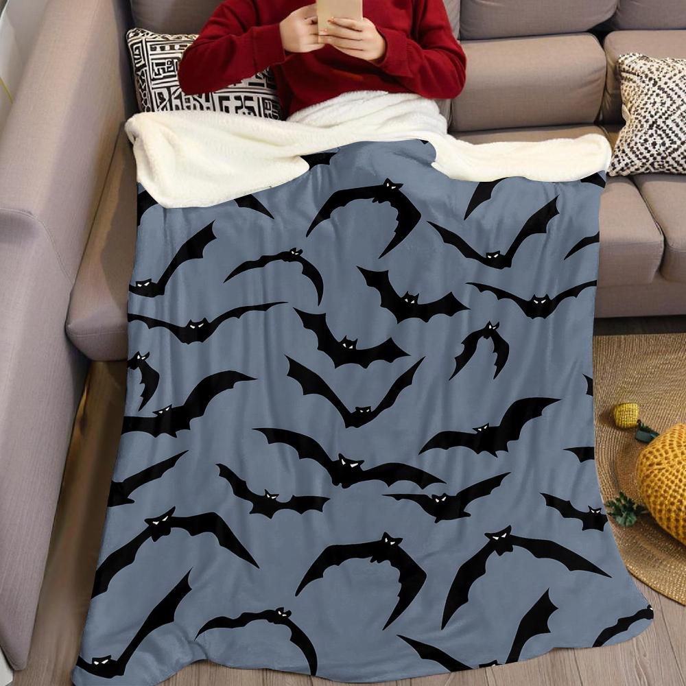 Halloween Bats Flannel Blanket Warm Soft Halloween Christmas Couch Warm Cozy Decorative Decor Gift for All Season
