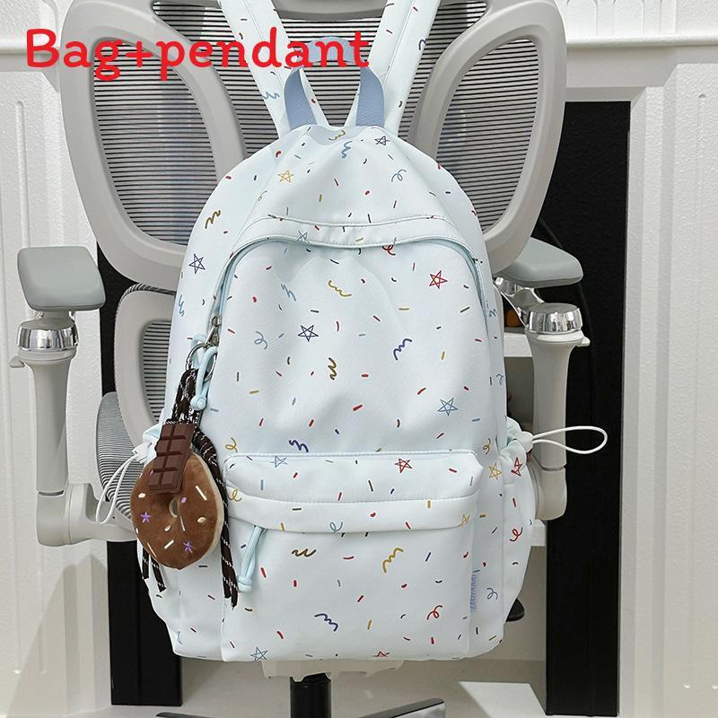 Casual Student Backpack With Nylon Material And Flower Print For Travel And School Use