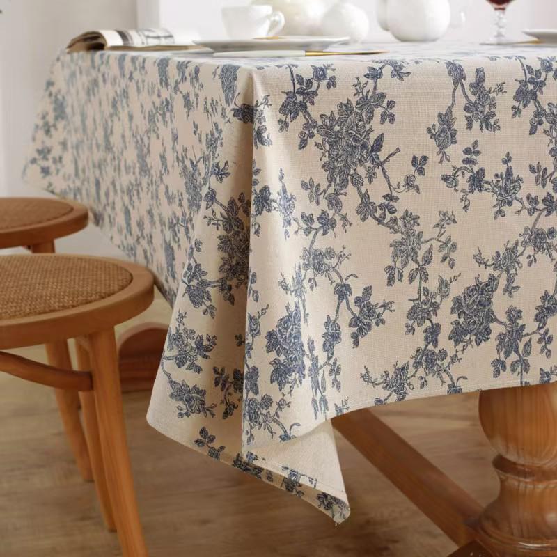 Blanche Cotton & Linen Tablecloth: Ideal for Living Room Coffee Tables & Afternoon Tea Round Tables