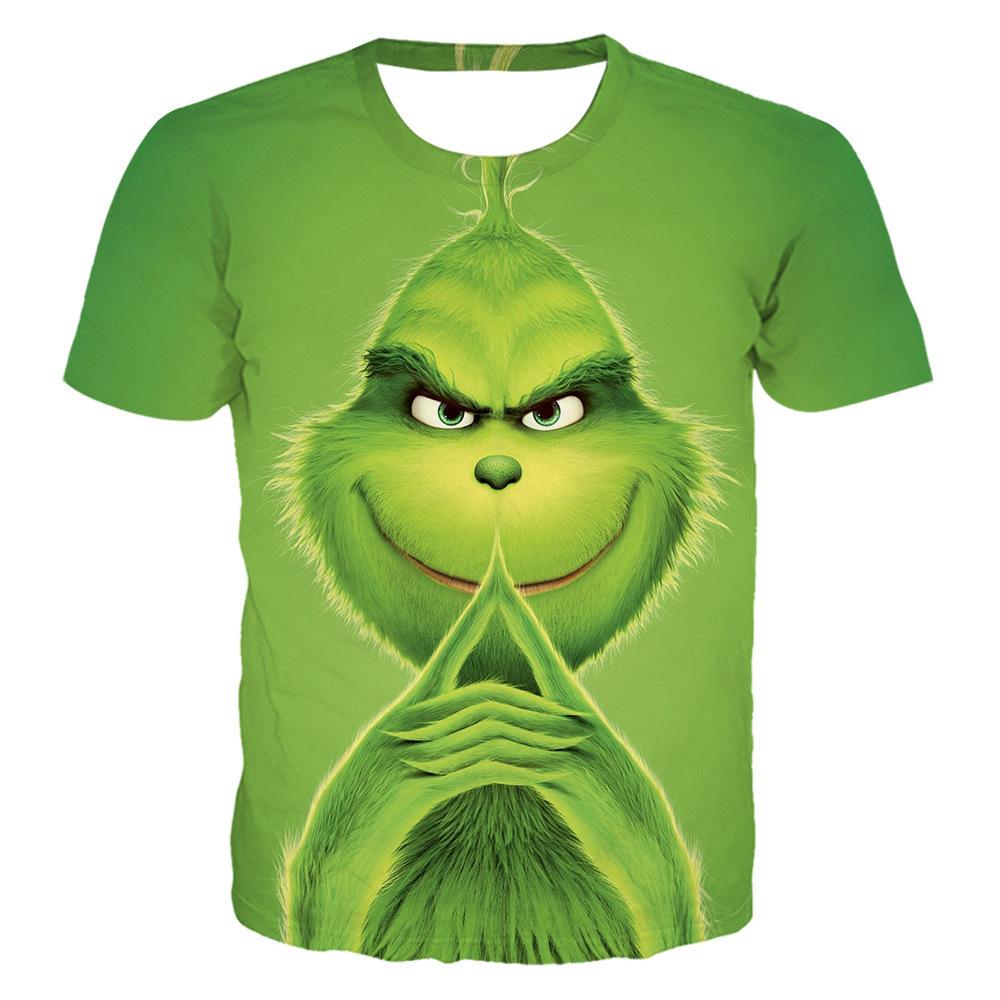 2025 Nueva camiseta infantil Impresión digital 3D Felpa verde Alta gama Dibujos animados Estampado Cuello redondo Manga corta Top de niña