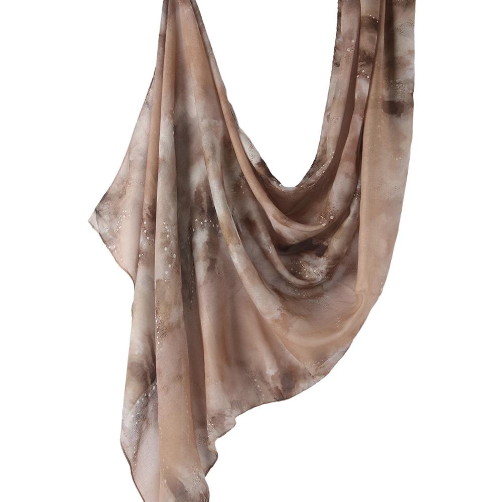 "Ethnic Watercolor Modal Cotton Shawl Satin Print Scarf for Women"