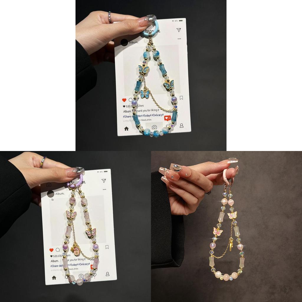 Style Butterfly Phone Strap With Alloy Chain For Women And Men