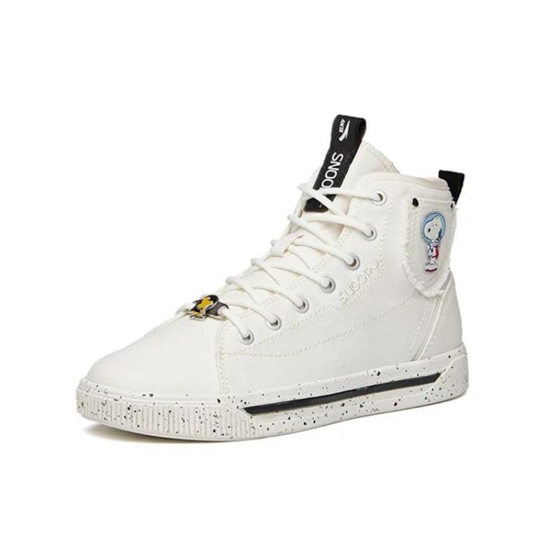 SNOOPY X Anta Women High-top Canvas Skate Shoes White Black 922138604-3