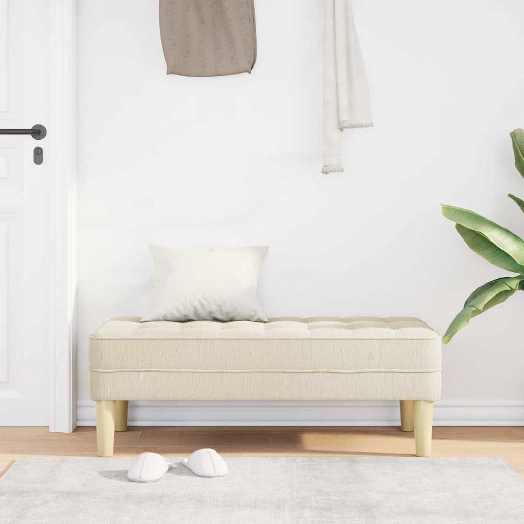 Bench with Cushion Linen 113 X 57 X 39 Cm Fabric