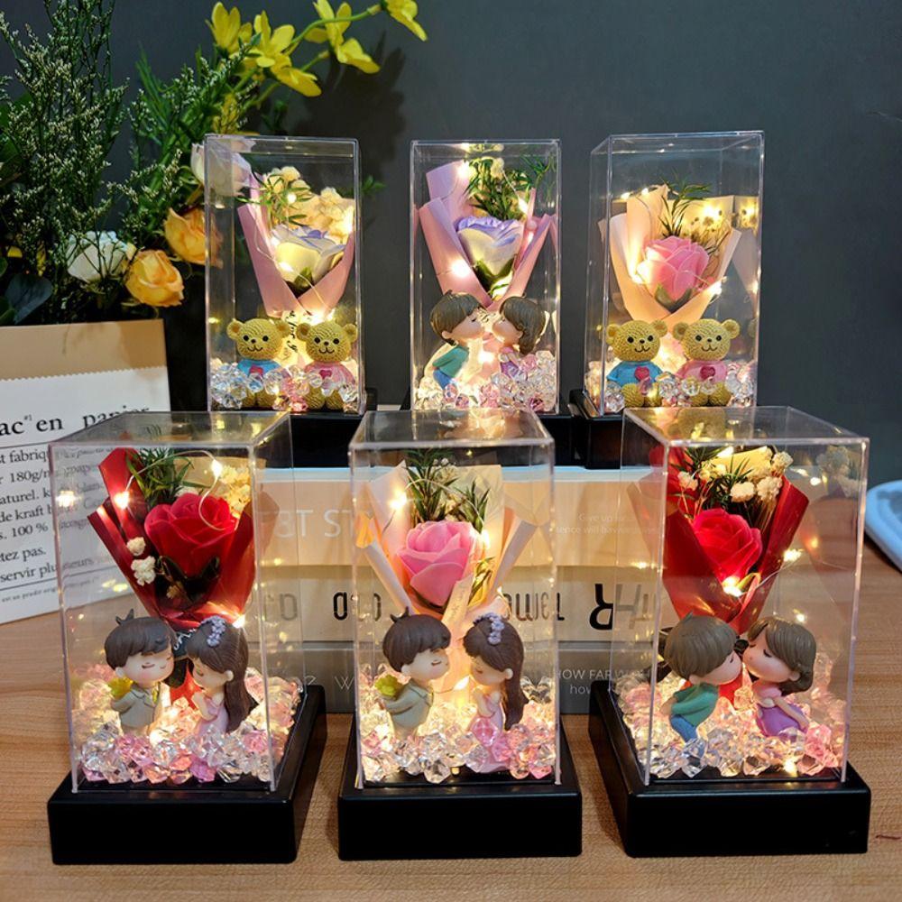 with Transparent Cover Rose Lampshade  Mother's Day Valentine's Day Couple Gift