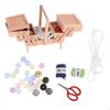 Miniature Sewing Box with Accessories Unfold Hinged Accessory for Collectors,