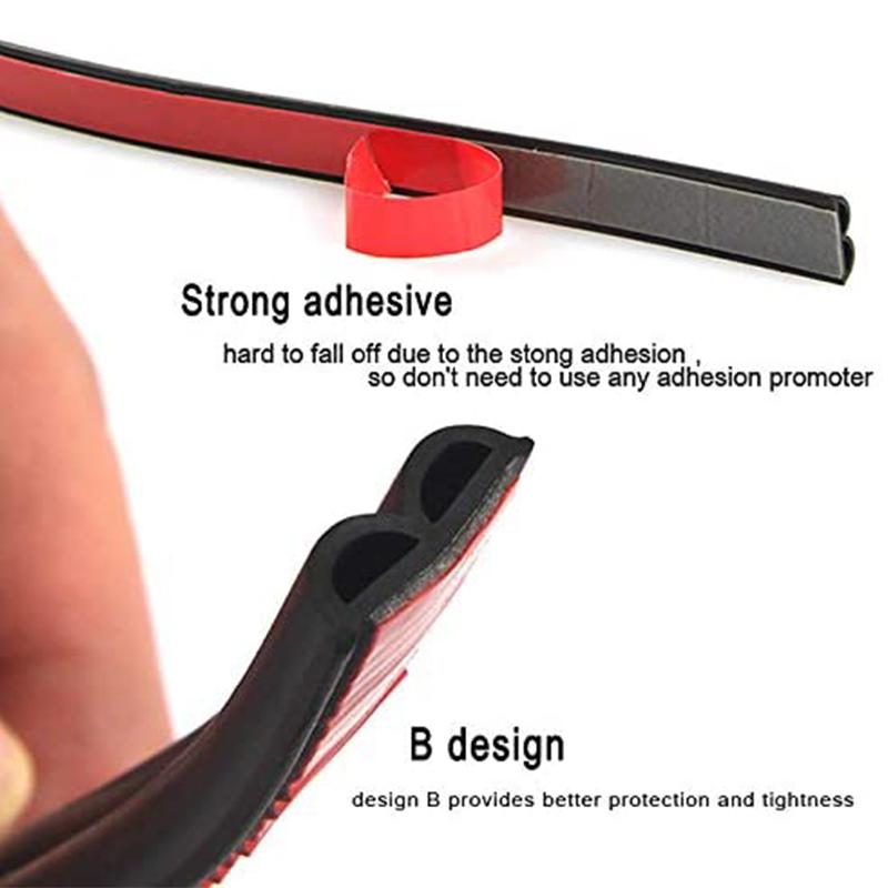 5/8 Meters Car Door Seal Strips Sticker B Shape Rubber Car Edge Noise Windproof Protection Front Auto Seals Strip Accessories
