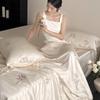 Brangdy Ice Silk Cooling Embroidered Rose Washable Thin Comforter