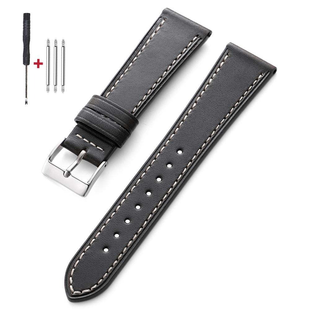 Genuine Leather Watch Band 18mm 20mm 22mm Vintage Cowhide Strap for Omega Quick Release Bracelet for Seiko Universal Wristband