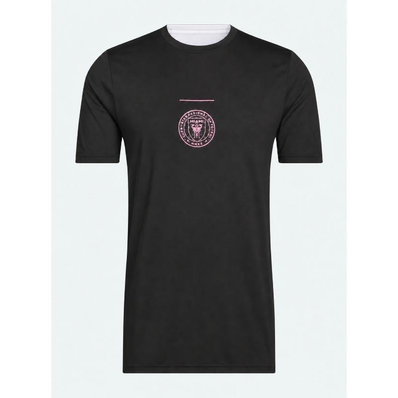 Inter Miami CF 26-27 Home Soccer Jersey Pink Striped Men Short Sleeve Crew Neck Football Shirt Match Training