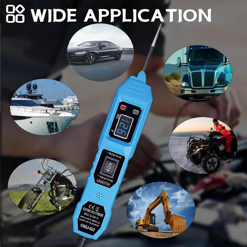 6-24V DC Circuit Probe Tester with Test Light, Short/Open Circuit & Polarity Identification, Overload Protection Auto Diagnostic