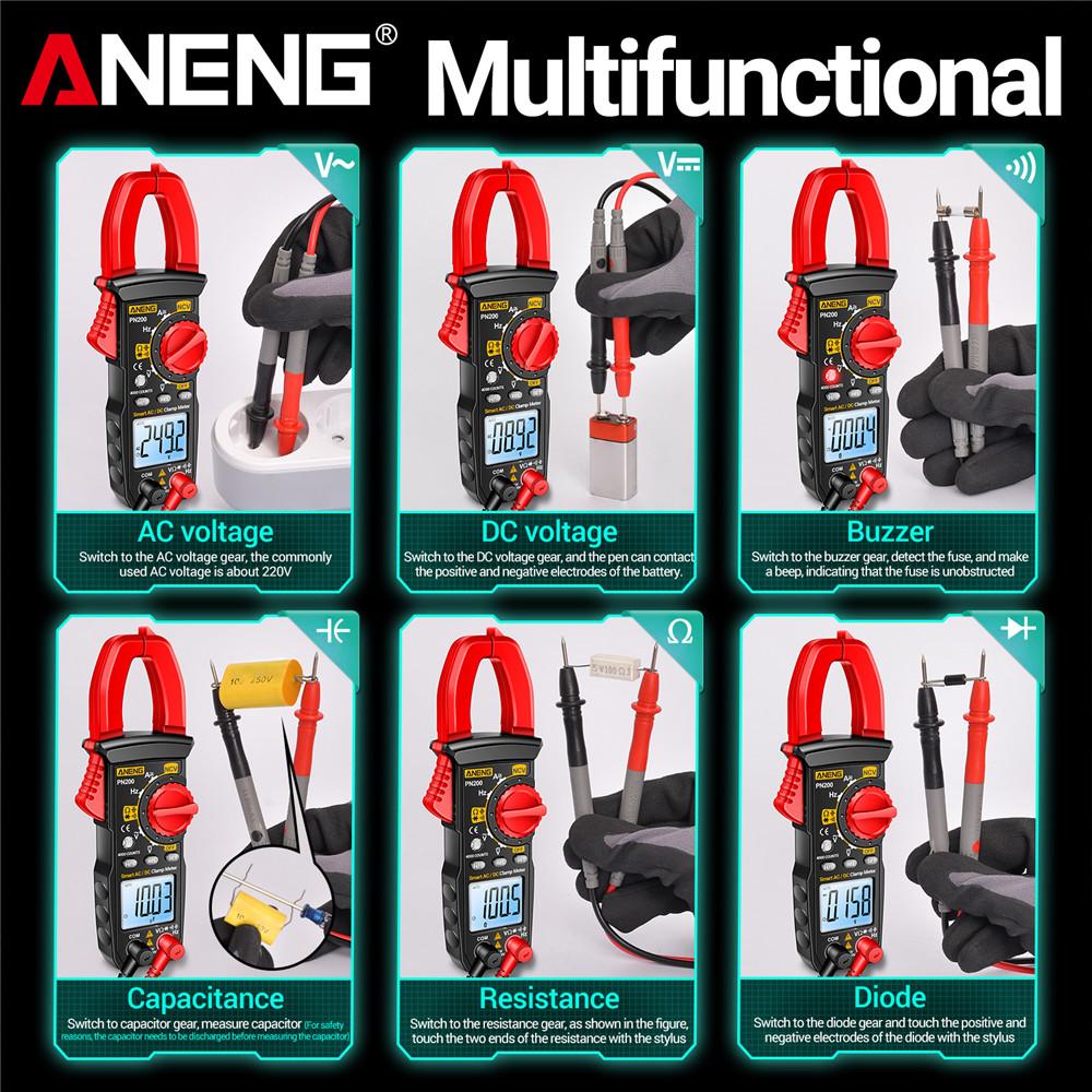 Professionelles digitales Zangenmultimeter PN200 Multimeter A3010 Spannungsprüfer Stift-Set 4000 Zählungen AC DC Spannung Kapazität Widerstand Test Elektriker Werkzeuge
