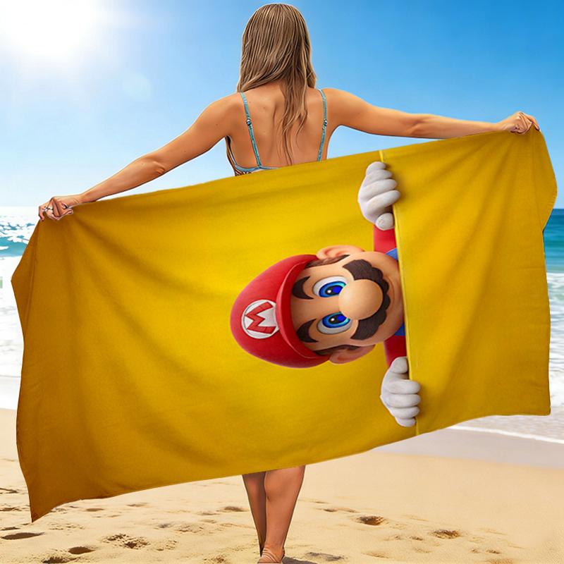 1Pc Mario'S Adventure Begins Beach Towel, Quick Dry, Multi-Use for Beach Pool Gym Yoga Home Travel, Christmas, Halloween, Xmas Gift Em92919
