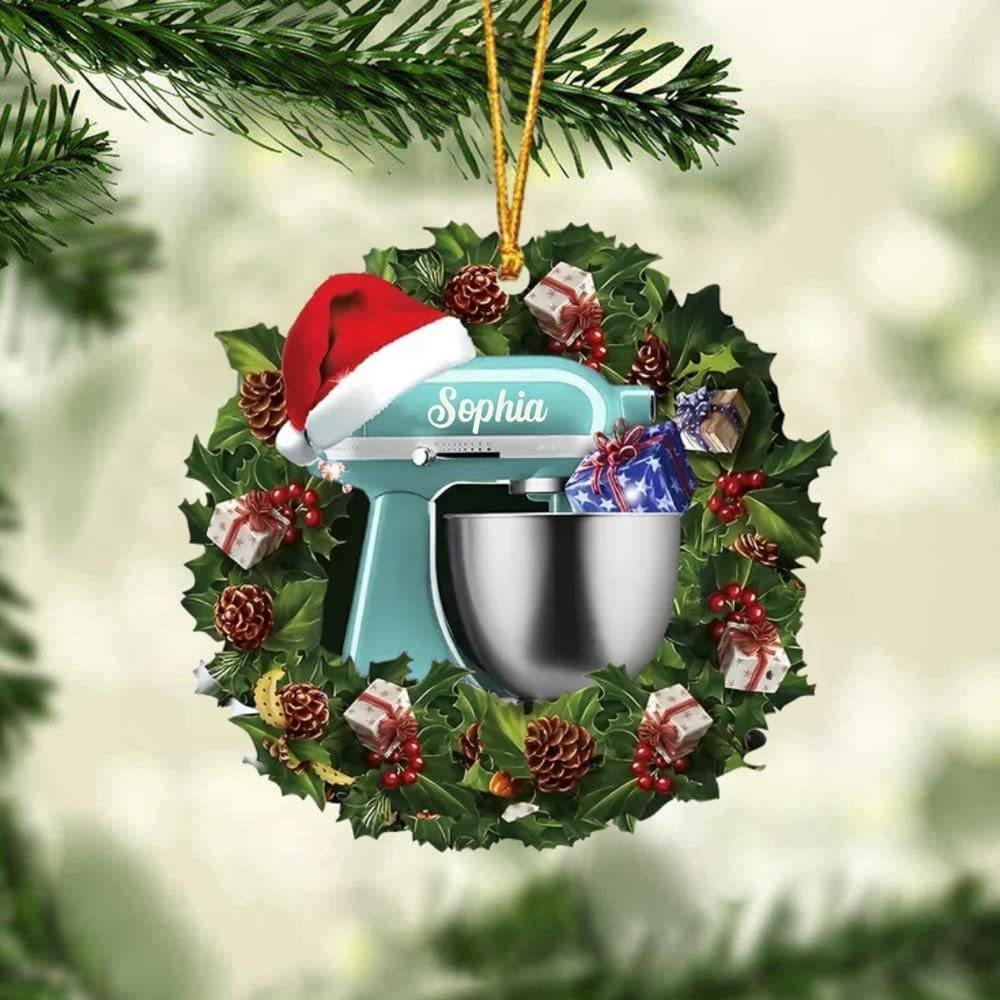 

Personalized Acrylic Baking Mixer Car Ornament Stylish Christmas Tree Home Decor Lake Blue