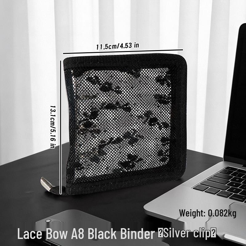 Japanese A5-A8 M5 Loose-leaf Planner Cover with Lace Bow and Zipper, PVC Soft Shell