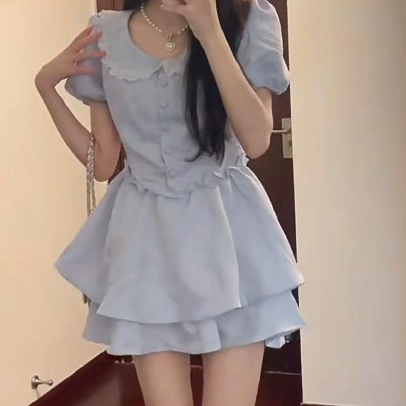 2026 French First Love Doll Collar Dress Women's Small Summer Fugitive Princess Cake Dress Waist Tutu