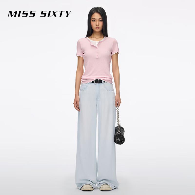 MISS SIXTY 2026 Lyocell Cotton High Waist Ripped Wide-Leg Jeans