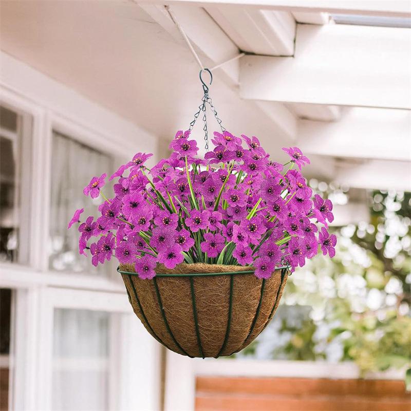 Artificial Violet Flowers Fake Spring Grass Faux Plants for Wedding Garden Decor Outdoor Artificial Floral Home Decoration