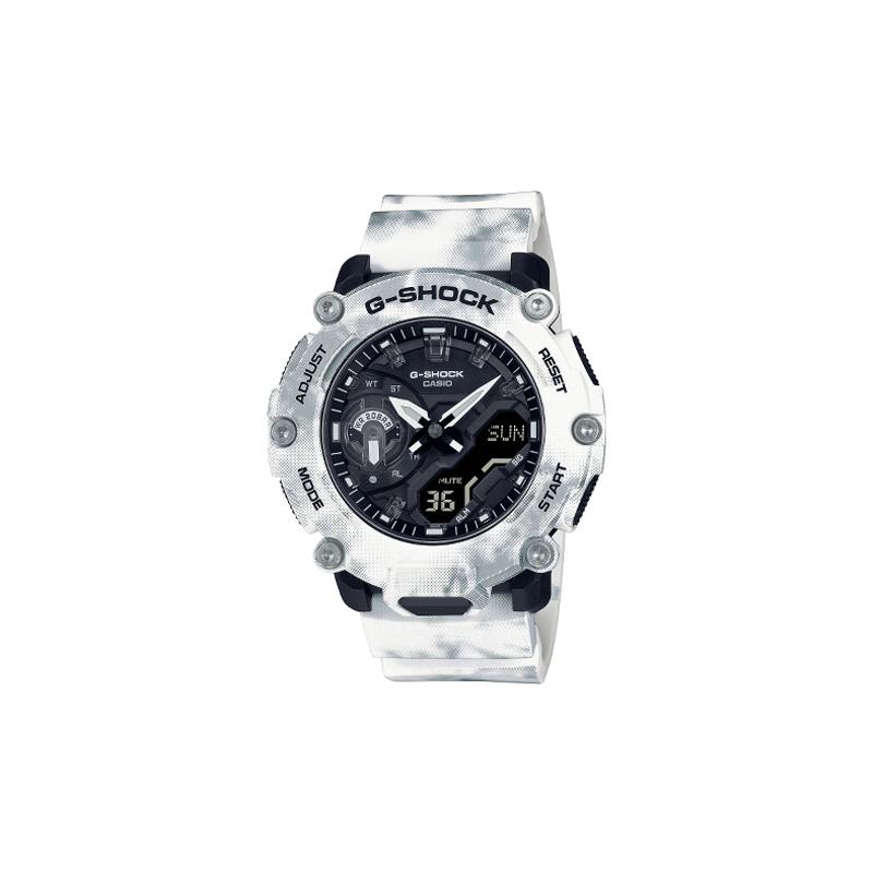 

Casio LCD/pointer dual display series G-SHOCK snow camouflage series trendy leisure multi-functional outdoor quartz movement resin GA-2200GC-7APR белый