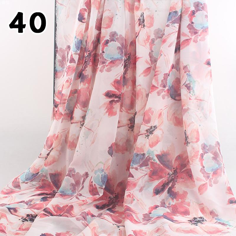 1M 75D Retro Flower Chiffon Fabric Breathable Thin And Light Draped Fairy Designer Fabric For Diy Sewing Summer Dress Shirts