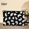 Small Accessory Bag Storage Bag, Halloween Pattern Print, Durable Canvas Zippered Makeup Travel Toiletry Case, for And Stationery Holiday Theme