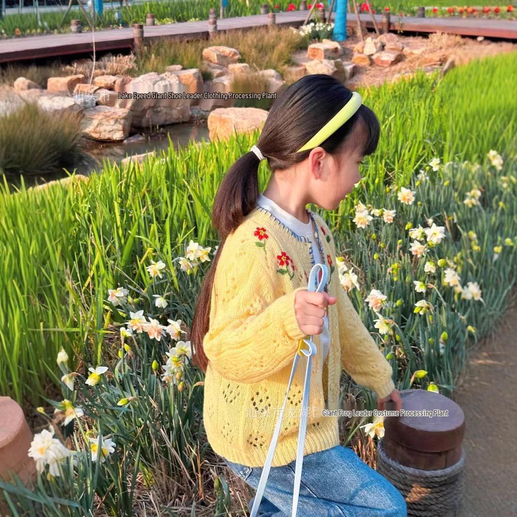 Girls Korean Style Knit Cardigan - Spring & Autumn Fashion for Babies & Children 90 cm жёлтый