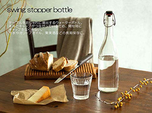 Aderia Swing Stopper Bottles, 720ml Green, Set of 3 [Glass Bottles with Airtight Caps], Made In Japan, MC-408