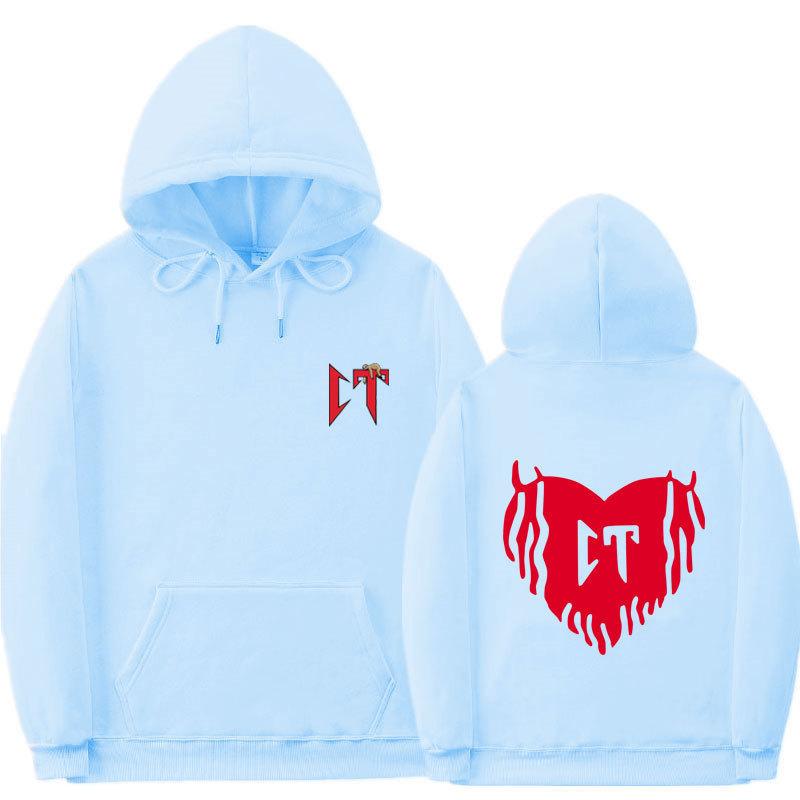 Ribbed bottom pendulum fashion printed sweatshirt loose hoodie autumn and winter men's and women's casual sports sweater top jacket