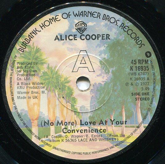 

7inch Record ALICE COOPER No More Love At Your Convenience K16935 WARNER 1977 UK Rock Used