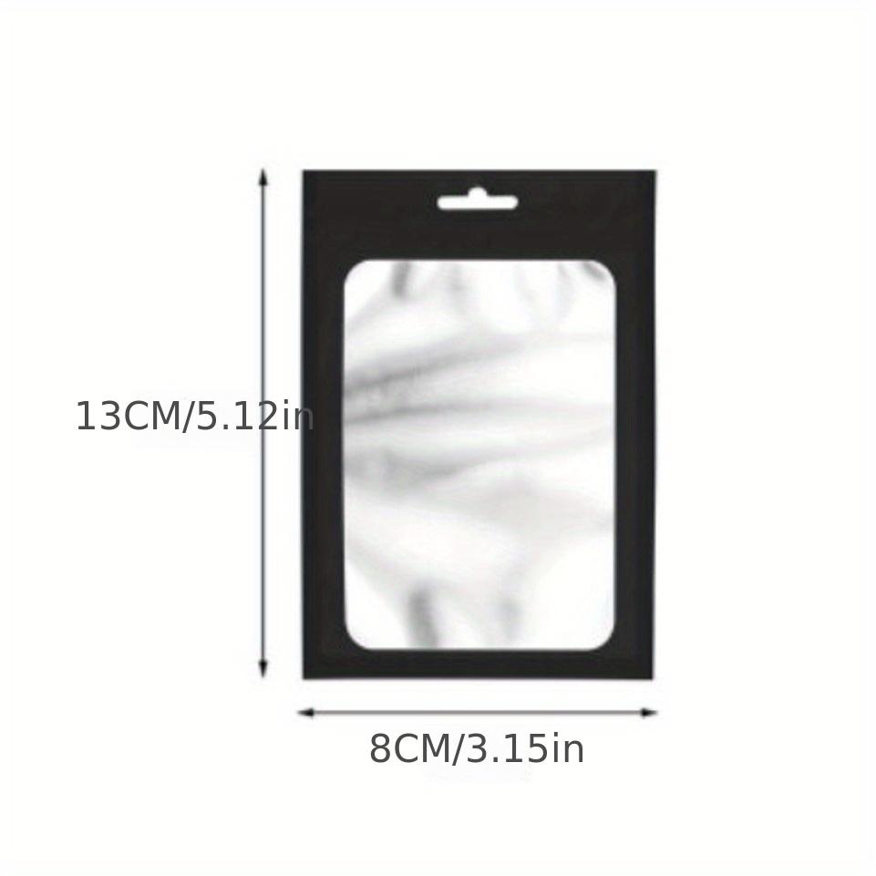 50pcs/bag Black Foil Pouch, Reusable Self Sealing Mylar Bag, Ziplock Hang Bags With Clear Window For Diy Jewelry Display Packaging