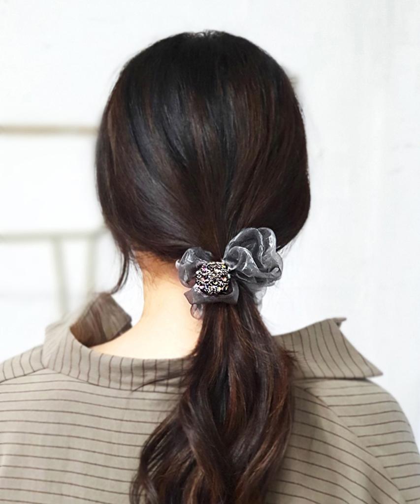 Racoha Austria Cubic & Crystal Ball Chiffon Scrunchie
