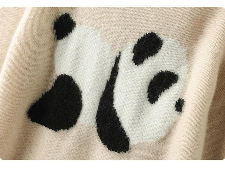 Kinder-Rollkragen-Kaschmirpullover mit Panda-Design für Herbst & Winter