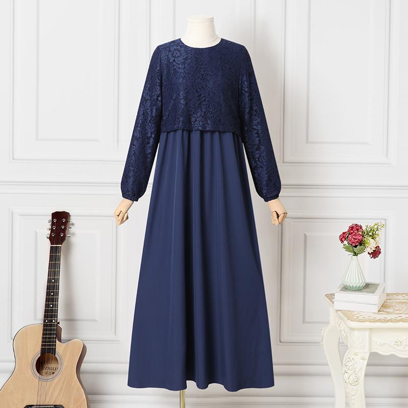 

ZANZEA Женское повседневное кружевное платье крючком с круглым вырезом и длинными рукавами