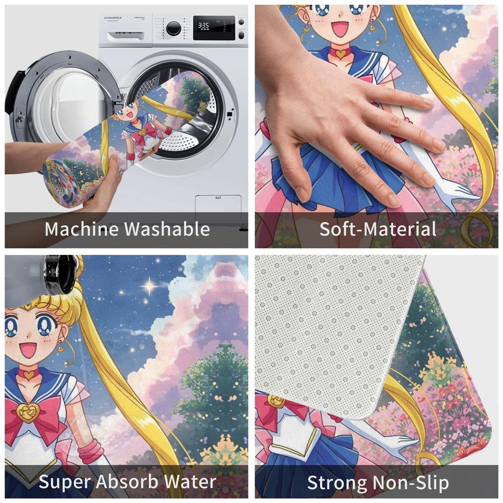 Cartoon Anime Girl Sailors Moons Doormat Mat Anti-Slip Kitchen Bathroom Garden Rug Carpet 40*60cm