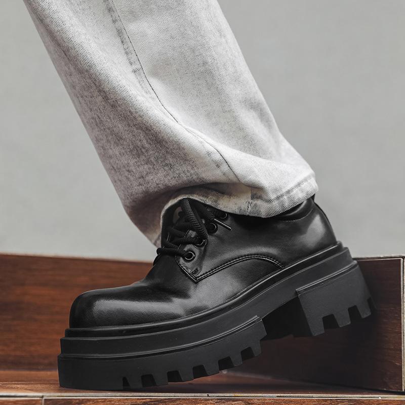 Derby shoes men's platform heightening trendy shoes black big head business dress commuter groom wedding leather shoes 16890-J